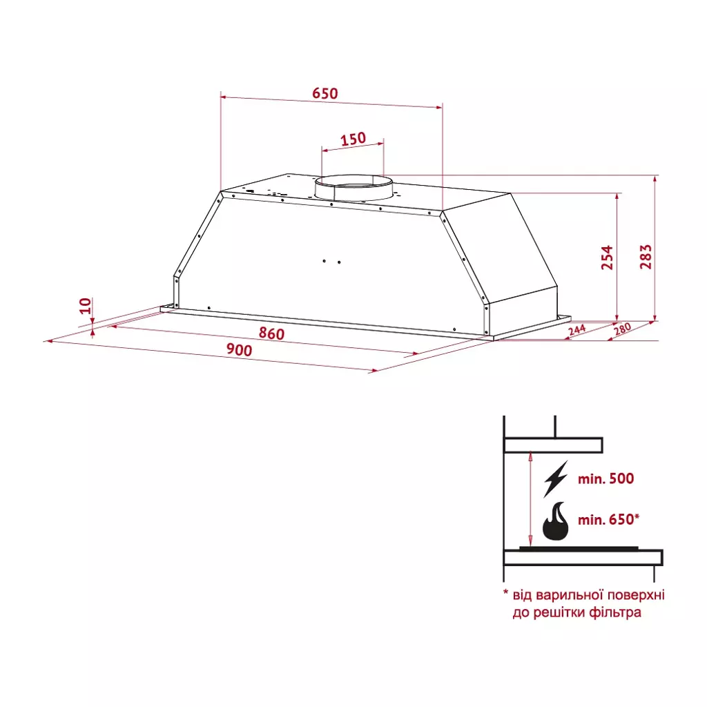 Вытяжка кухонная Perfelli BIS 9653 I 1000 LED - 8 Вытяжка кухонная Perfelli BIS 9653 I 1000 LED - 8