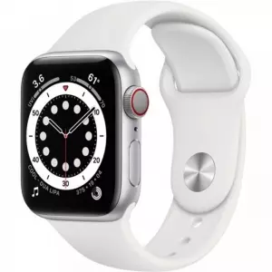 Apple Watch Series 6 40mm (GPS+LTE) Silver Aluminum Case with White Sport Band (M06M3/M02N3)