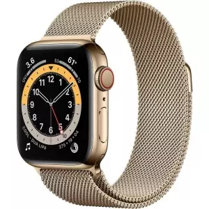 Apple Watch Series 6 44mm (GPS+LTE) Gold Stainless Steel Case with Gold Milanese Loop (M09G3)