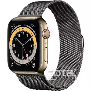 Apple Watch Series 6 44mm (GPS+LTE) Gold Stainless Steel Case with Graphite Milanese Loop (M0GD3/M0GV3)
