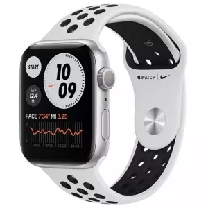 Apple Watch Nike Series 6 44mm (GPS) Silver Aluminum Case with Pure Platinum/Black Nike Sport Band (MG293)
