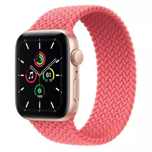 Apple Watch SE 44mm (GPS) Gold Aluminum Case with Pink Punch Braided Solo Loop (MYE22) - Apple Watch SE 44mm (GPS) Gold Aluminum Case with Pink Punch Braided Solo Loop (MYE22)