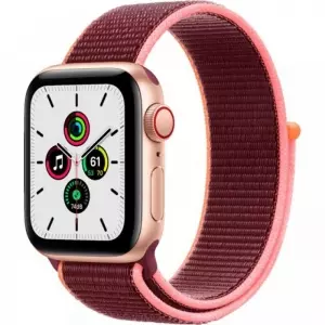 Apple Watch SE 40mm (GPS+LTE) Gold Aluminum Case with Plum Sport Loop (MYEC2/MYEJ2)