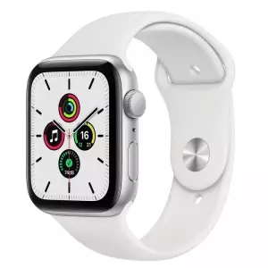 Apple Watch SE 44mm (GPS+LTE) Silver Aluminum Case with White Sport Band (MYEM2)