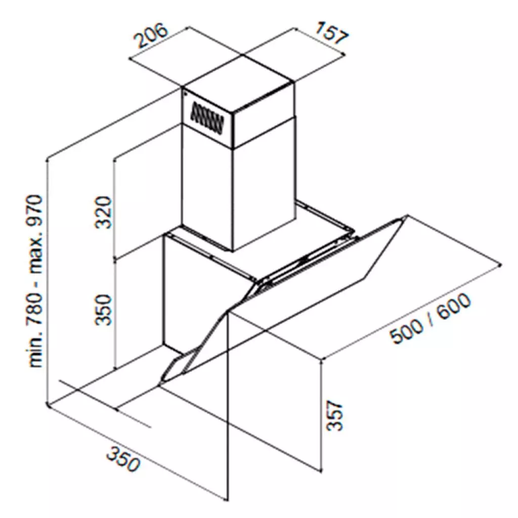Вытяжка кухонная Perfelli DNS 6114 BL LED - 6 Вытяжка кухонная Perfelli DNS 6114 BL LED - 6