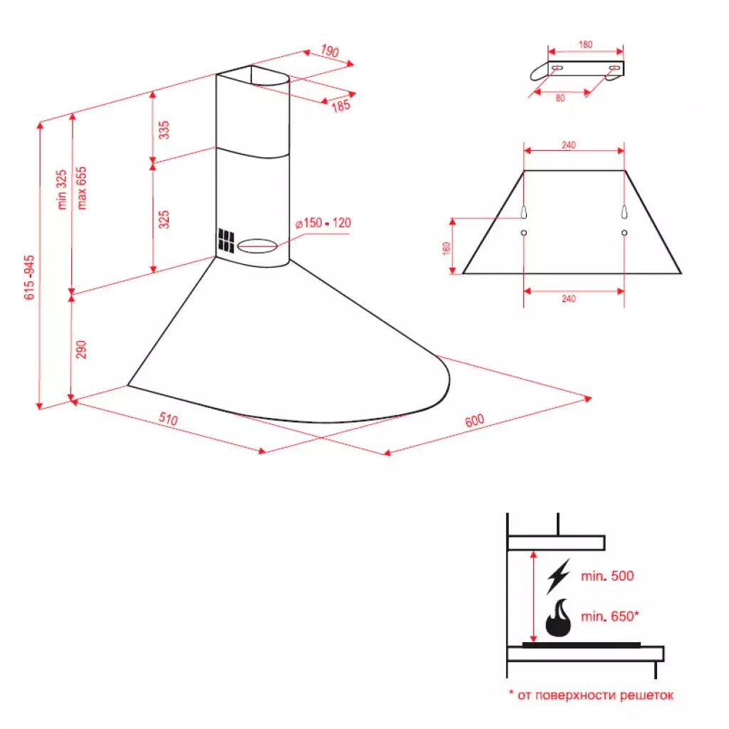Вытяжка кухонная Perfelli KR 6410 I - 6 Вытяжка кухонная Perfelli KR 6410 I - 6