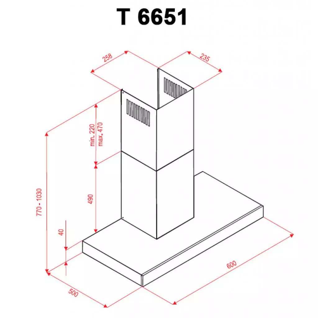 Вытяжка кухонная Perfelli Т 6651 I - 7 Вытяжка кухонная Perfelli Т 6651 I - 7