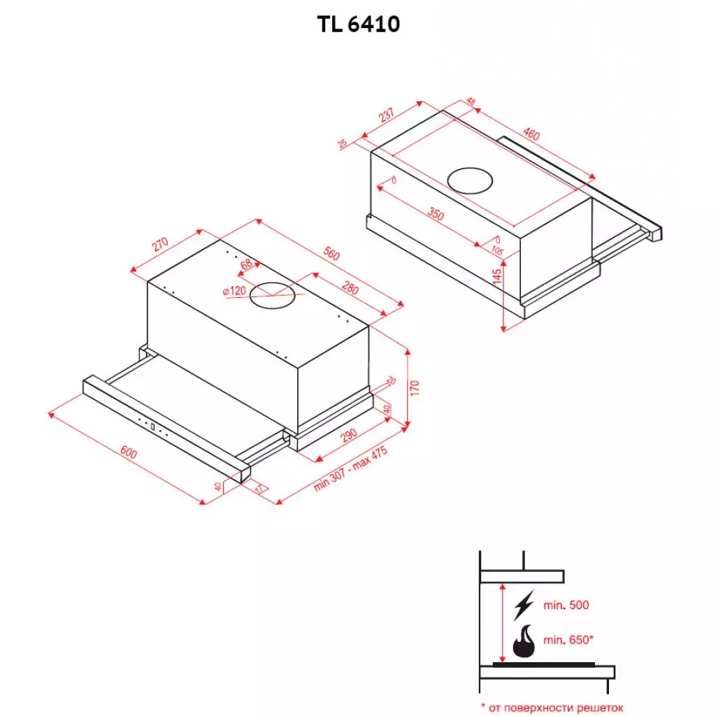 Вытяжка кухонная Perfelli TL 6410 W - 6 Вытяжка кухонная Perfelli TL 6410 W - 6