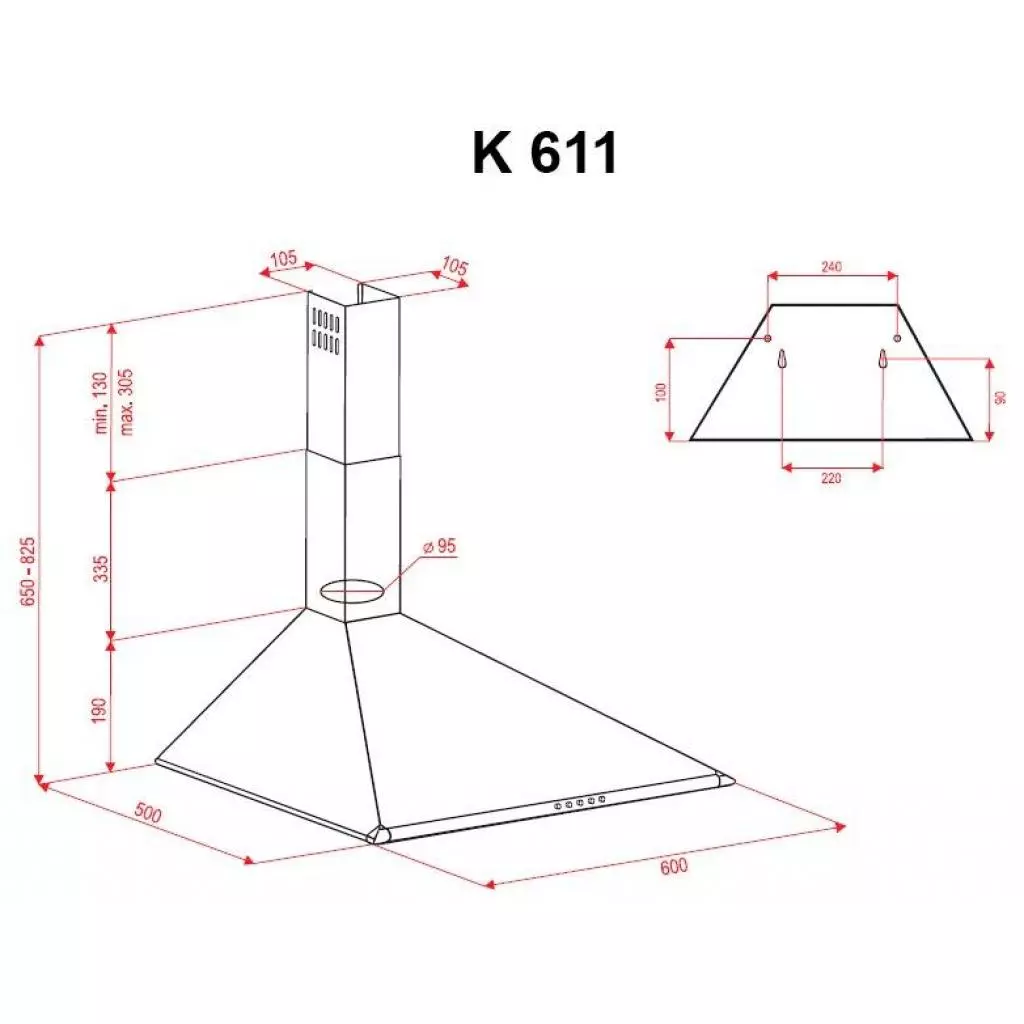 Вытяжка кухонная Perfelli K 611 BL - 6 Вытяжка кухонная Perfelli K 611 BL - 6
