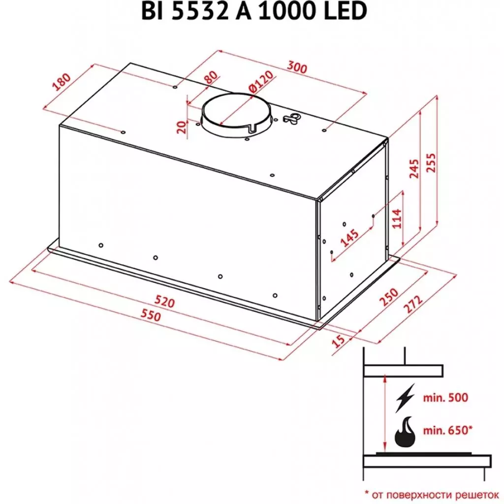 Вытяжка кухонная Perfelli BI 5532 A 1000 WH LED - 3 Вытяжка кухонная Perfelli BI 5532 A 1000 WH LED - 3