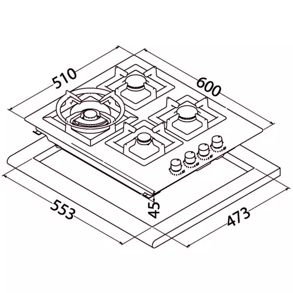 Варочная поверхность Perfelli HGM 6441 INOX SLIM LINE - 3