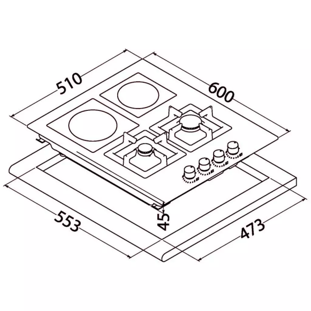 Варочная поверхность Perfelli HKM 6230 INOX SLIM LINE - 7 Варочная поверхность Perfelli HKM 6230 INOX SLIM LINE - 7