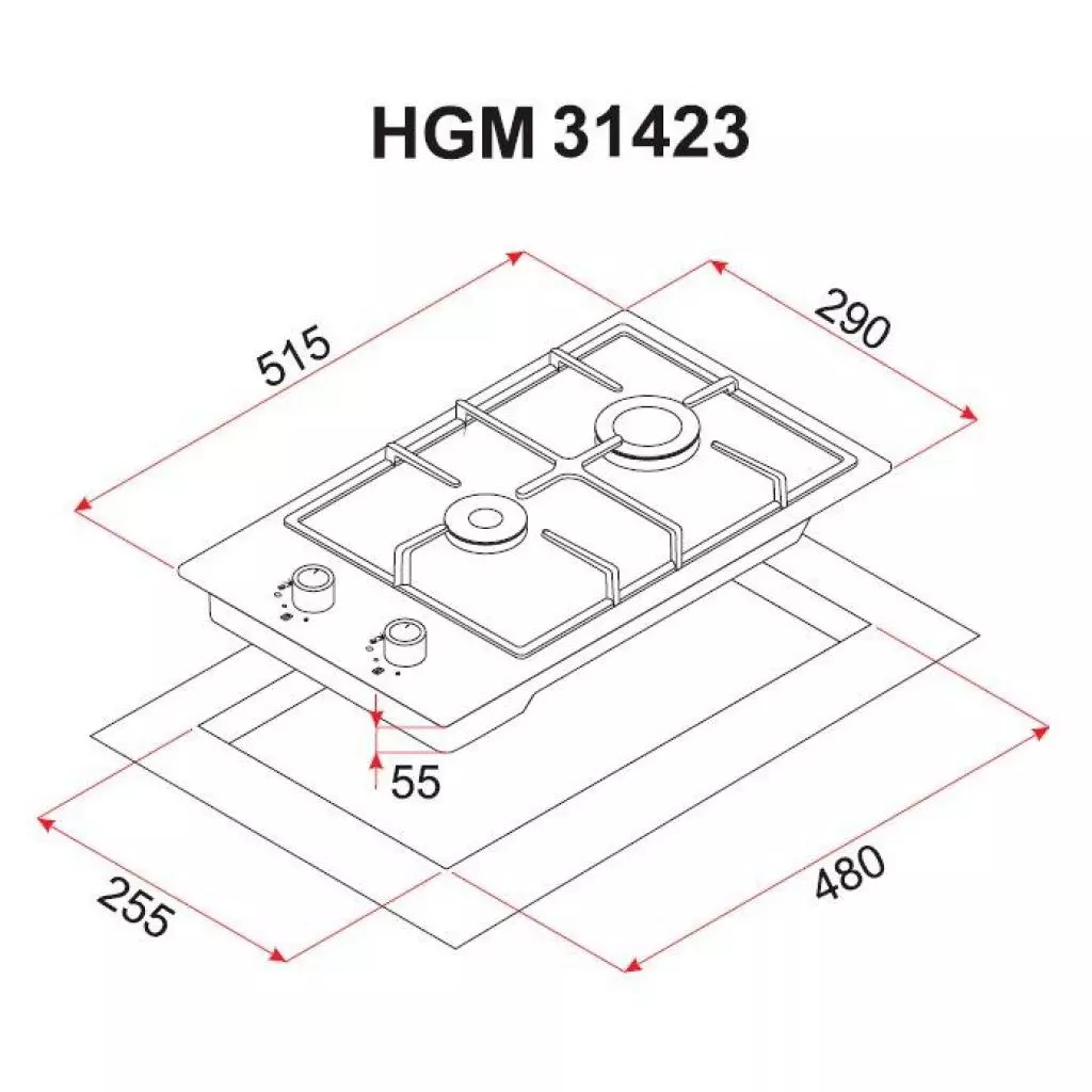 Варочная поверхность Perfelli HGM 31423 BL - 5 Варочная поверхность Perfelli HGM 31423 BL - 5