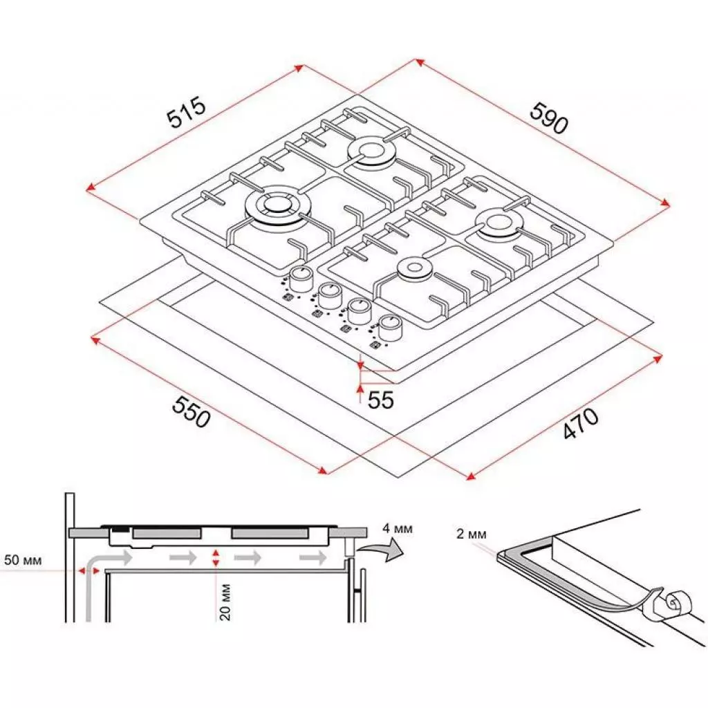 Варочная поверхность Perfelli HGG 61623 BL - 4