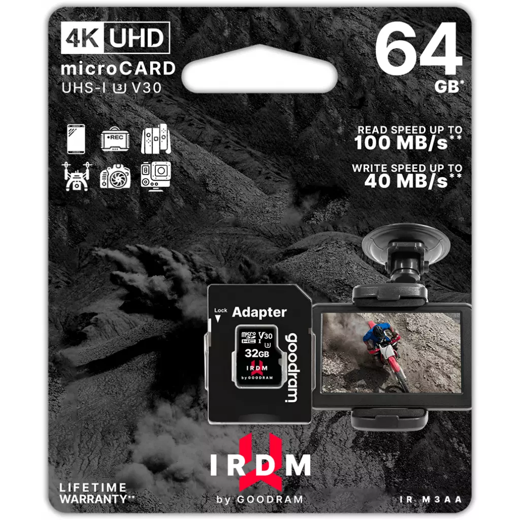 Карта памяти Goodram 64GB microSDXC class 10 UHS-I/U3 IRDM (IR-M3AA-0640R12) - 2 Карта памяти Goodram 64GB microSDXC class 10 UHS-I/U3 IRDM (IR-M3AA-0640R12) - 2