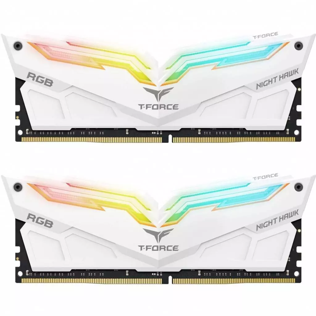 Модуль памяти для компьютера DDR4 16GB (2x8GB) 4000 MHz T-Force Night Hawk White RGB Team (TF2D416G4000HC18EDC01)