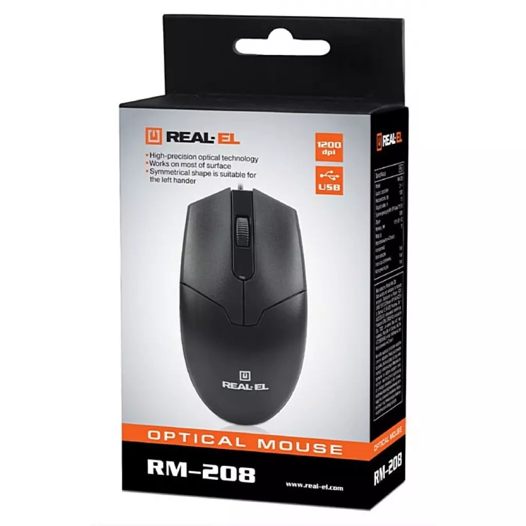 Мышка REAL-EL RM-208 USB Black - 9 Мышка REAL-EL RM-208 USB Black - 9
