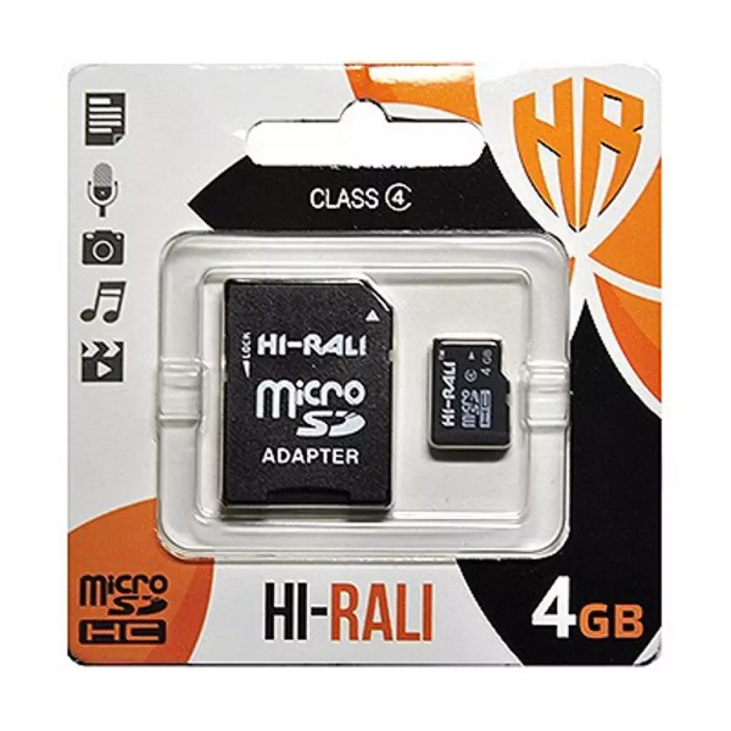 Карта памяти Hi-Rali 4GB microSDHC class 4 (HI-4GBSDCL4-01)