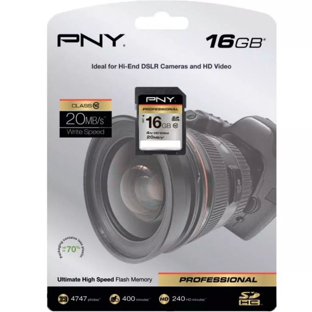 Карта памяти PNY flash 16GB SDHC class 10 (P-SDHC16G10-EF) - 1