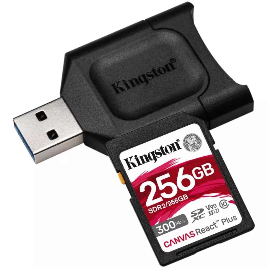Карта памяти Kingston 256GB SDXC class 10 UHS-I U3 React Plus + USB-кардридер (MLPR2/256GB) - 1 Карта памяти Kingston 256GB SDXC class 10 UHS-I U3 React Plus + USB-кардридер (MLPR2/256GB) - 1