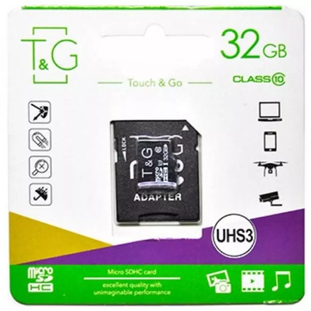 Карта памяти T&G 32GB microSDHC class 10 UHS-I U3 (TG-32GBSD10U3-01) - 1 Карта памяти T&G 32GB microSDHC class 10 UHS-I U3 (TG-32GBSD10U3-01) - 1