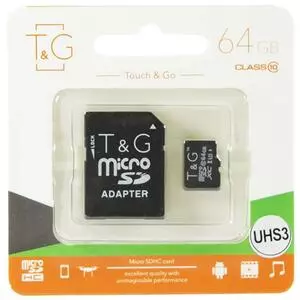 Карта памяти T&G 64GB microSDHC class 10 UHS-I U3 (TG-64GBSDU3CL10-01)