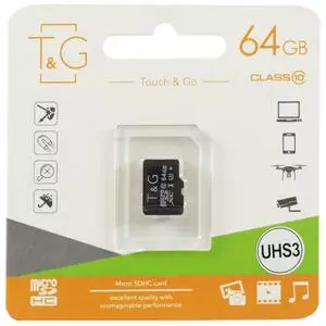 Карта памяти T&G 64GB microSDHC class 10 UHS-I U3 (TG-64GBSDU3CL10-00)