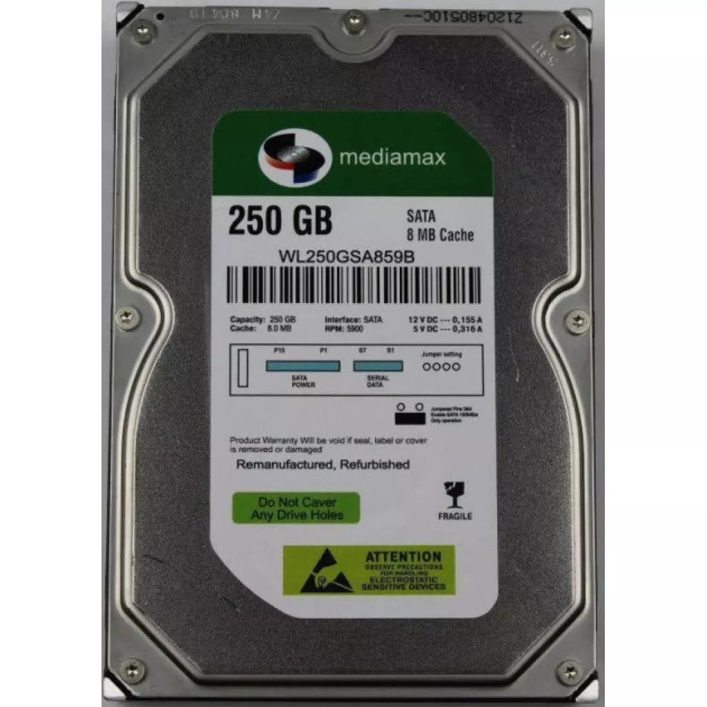 Жесткий диск 3.5"  250Gb Mediamax (# WL250GSA859B #)