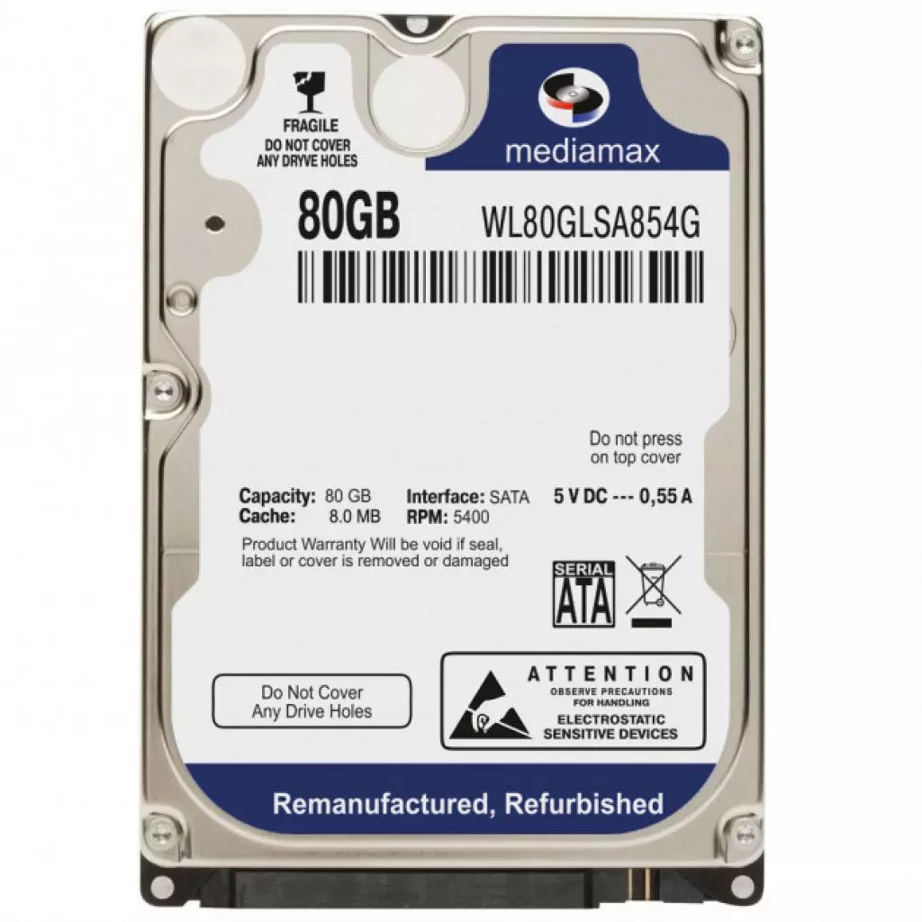 Жесткий диск для ноутбука 2.5"  80GB Mediamax (# WL80GLSA854G #)