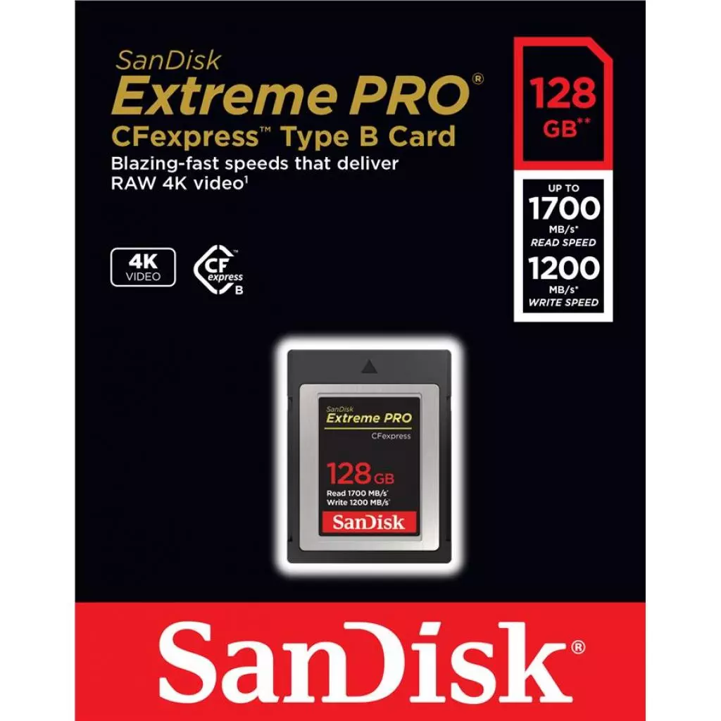Карта памяти SanDisk 128GB Compact Flash Extreme Pro (SDCFE-128G-GN4IN) - 1 Карта памяти SanDisk 128GB Compact Flash Extreme Pro (SDCFE-128G-GN4IN) - 1
