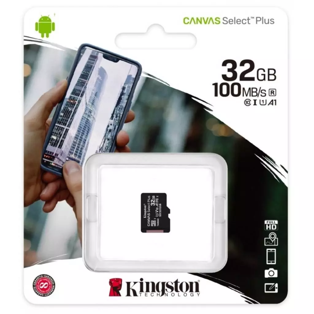 Карта памяти Kingston 32GB microSDHC class 10 UHS-I A1 (R-100MB/s) Canvas (SDCS2/32GBSP) - 2