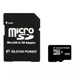 Карта памяти Silicon Power 4Gb microSDHC class 10 (SP004GBSTH010V10-SP)