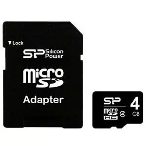 Карта памяти Silicon Power 4Gb microSDHC class 4 (SP004GBSTH004V10-SP)