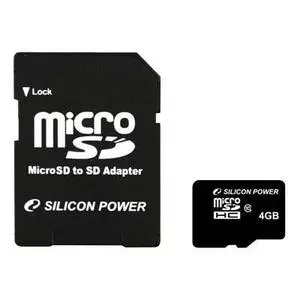 Карта памяти Silicon Power 4Gb microSDHC class 6 (SP004GBSTH006V10-SP)