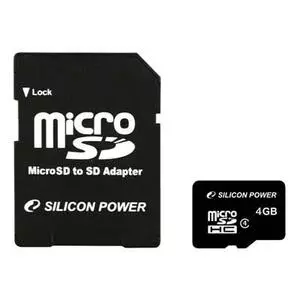 Карта памяти Silicon Power 4Gb microSDHC class 4 (SP004GBSTH010V10)