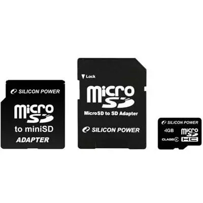 Карта памяти Silicon Power 4Gb microSDHC class 4 (SP004GBSTH004V30)