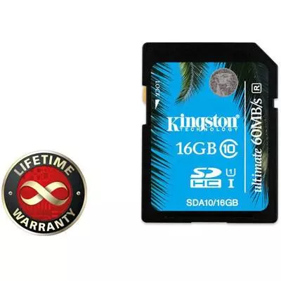 Карта памяти Kingston 16Gb SDHC class 10 Ultimate UHS-I (SDA10/16GB)