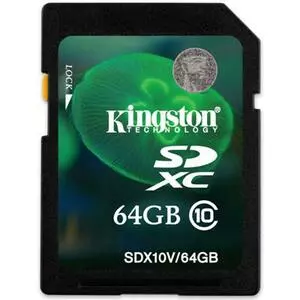 Карта памяти Kingston 64Gb SDXC class 10 (SDX10V/64GB)