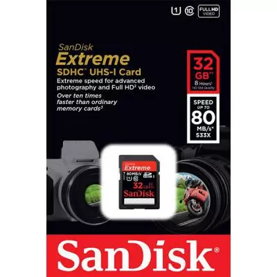 Карта памяти SanDisk 32Gb SDHC HD Video eXtreme UHS-I Class 10 (SDSDXS-032G-X46) - 1