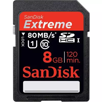 Карта памяти SanDisk 8Gb SDHC HD Video eXtreme UHS-I Class 10 (SDSDXS-008G-X46)