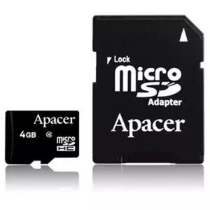 Карта памяти Apacer 4GB microSDHC Class4 w/ 1 Adapter RP (AP4GMCSH4-R)