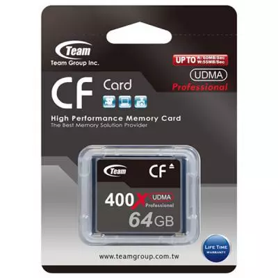 Карта памяти Team Compact Flash 64Gb 400x (TCF64G40001) - 1 Карта памяти Team Compact Flash 64Gb 400x (TCF64G40001) - 1