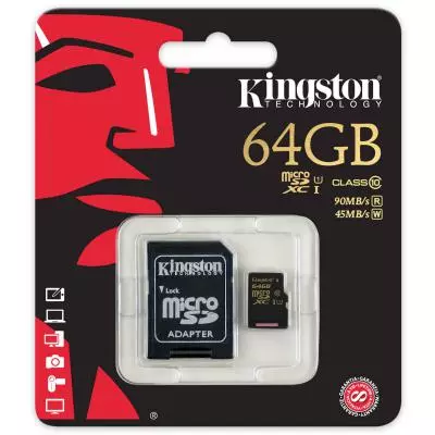 Карта памяти Kingston 64GB UHS-I Class10 (SDCA10/64GB) - 1 Карта памяти Kingston 64GB UHS-I Class10 (SDCA10/64GB) - 1