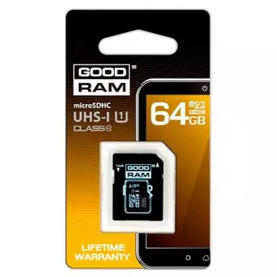 Карта памяти Goodram 64Gb microSDXC class 10 (SDU64GXCUHS1AGRR10) - 1 Карта памяти Goodram 64Gb microSDXC class 10 (SDU64GXCUHS1AGRR10) - 1