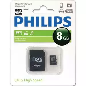 Карта памяти Philips 8GB microSDHC Class 10 (FM08MA45B/97)