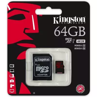 Карта памяти Kingston 64GB microSDXC Class 10 UHS-I U3 (SDCA3/64GB) - 2 Карта памяти Kingston 64GB microSDXC Class 10 UHS-I U3 (SDCA3/64GB) - 2