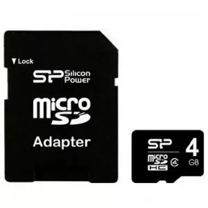 Карта памяти Silicon Power 4Gb microSDHC class 4 (SP004GBSTH004V10SP)