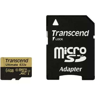 Карта памяти Transcend 64GB microSD class10 UHS-I U3 (TS64GUSDU3) - 1