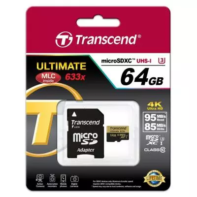 Карта памяти Transcend 64GB microSD class10 UHS-I U3 (TS64GUSDU3) - 2