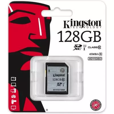 Карта памяти Kingston 128GB SDXC UHS-I Class10 (SD10VG2/128GB) - 2 Карта памяти Kingston 128GB SDXC UHS-I Class10 (SD10VG2/128GB) - 2
